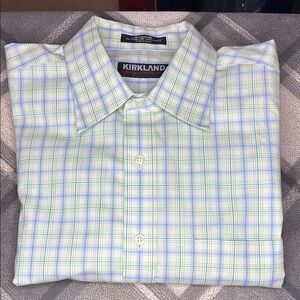 Kirkland Signature Men's Green Plaid Shirt 16 1/2 - 33